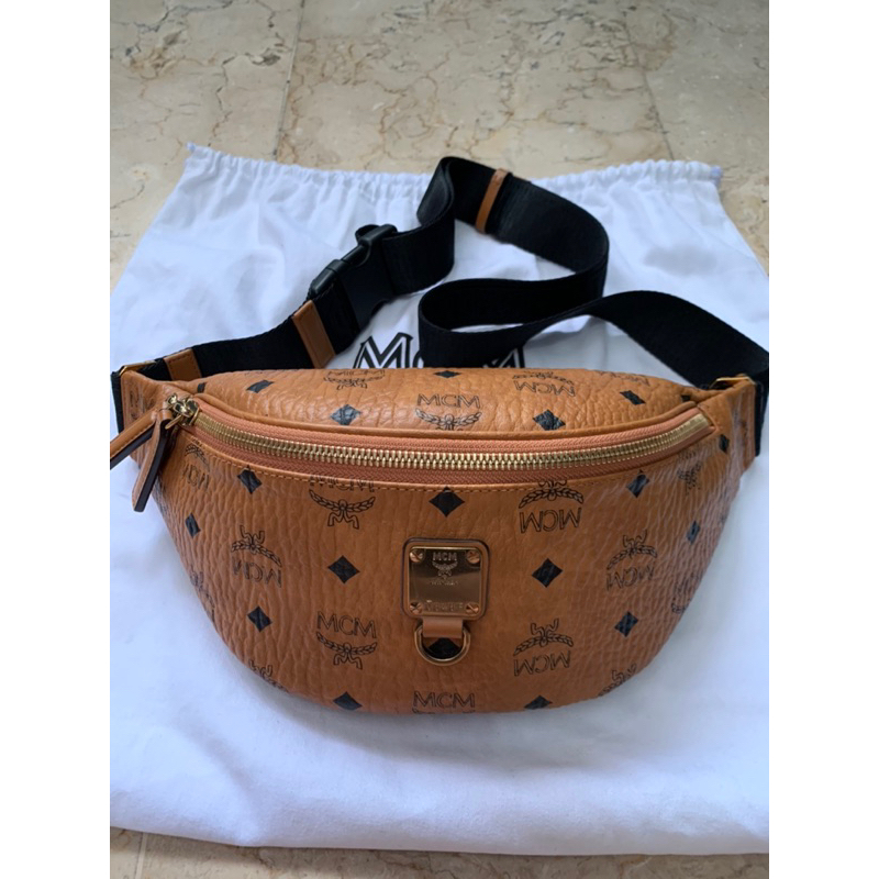 MCM Visetos Belt Bag Small Cognac AUTHENTIC