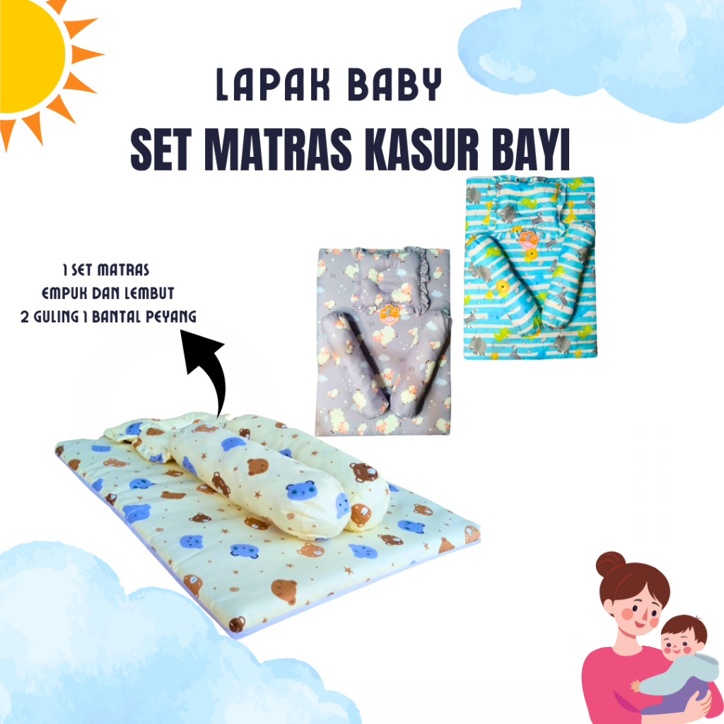 Matras Bayi Set Bantal Guling Kasur Bayi New Born