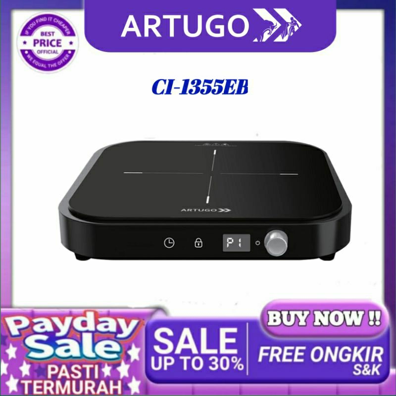 ARTUGO CI - 1355EB KOMPOR LISTRIK LOW WATT  KOMPOR INDUCTION PORTABLE  1450 WATT