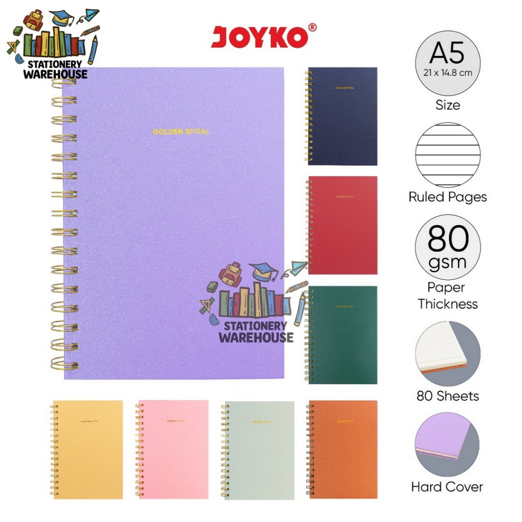 

Buku Tulis Catatan Bergaris Spiral Ruled Notebook Joyko NB-721 A5 GOLDEN SPIRAL