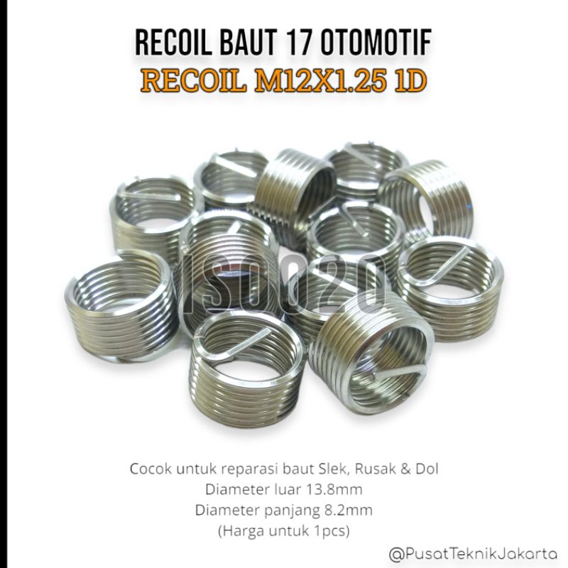 1pcs recoil m12x1.25 1D recoil baut 17 otomotif