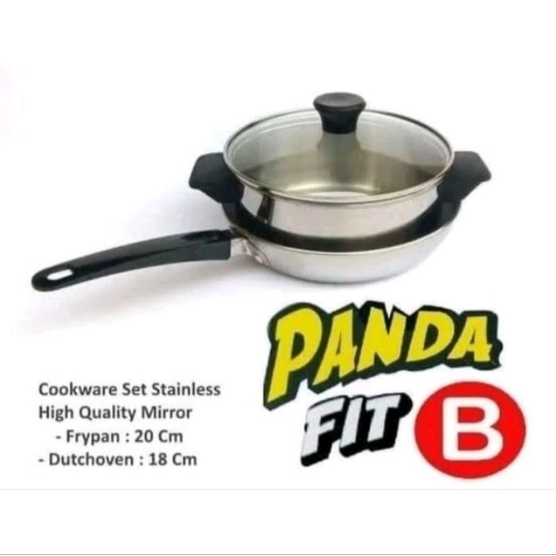 maxim Frypan SET Panda Fit B Stainless Steel terdiri dari 2 pcs