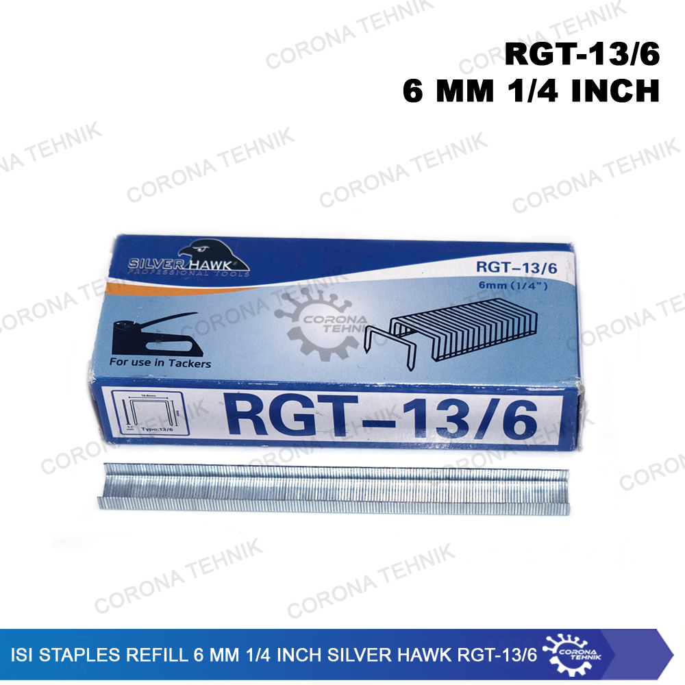 

RGT-13/6 - Isi Staples Refill 6 mm 1/4 Inch Silver Hawk