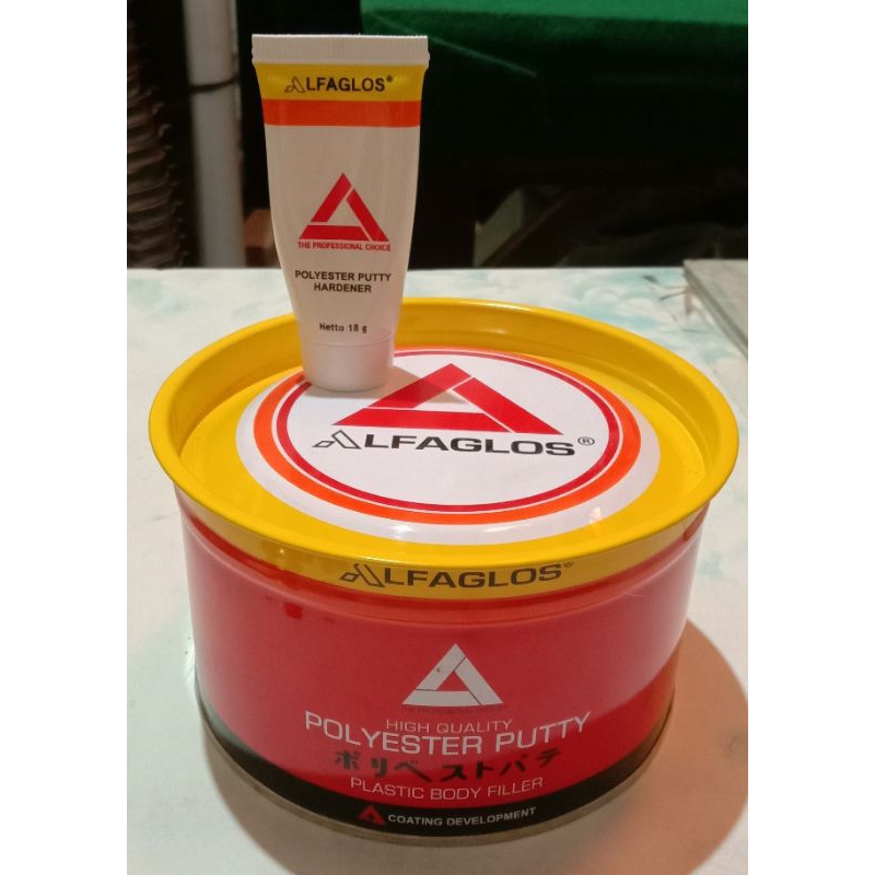 Dempul mobil dan motor Alfaglos warna hijau