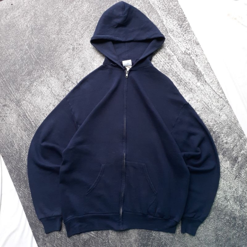 VINTAGE 90s JERZEES NUBLEND ZIP HOODIE BLANK