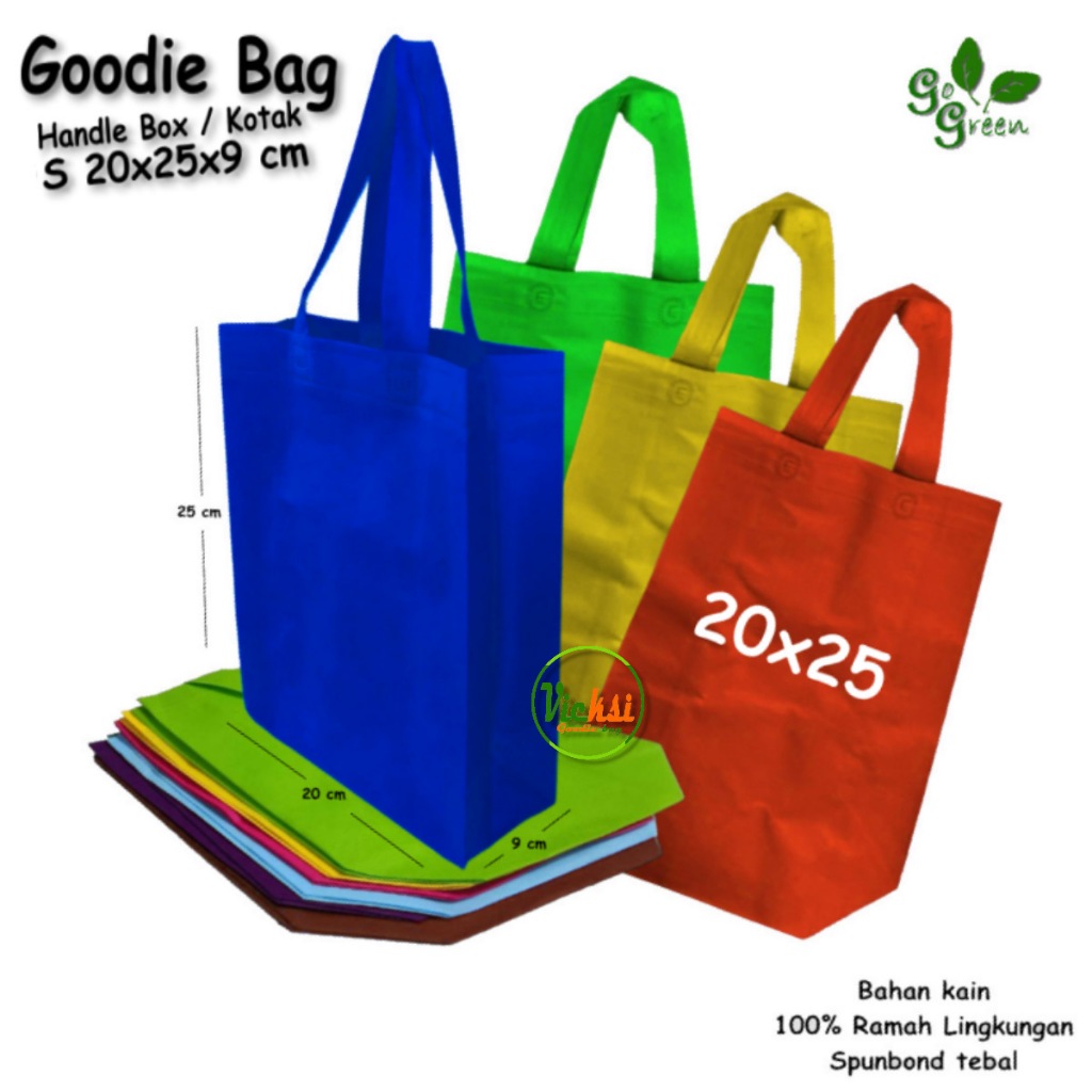 

Tas Spunbond Goodie bag Handle Box / Kotak Ukuran Kecil S= 20x30x9 Kantong Kain belanja / Shopping bag, Goodybag Souvenir Snack Ultah / Ulang tahun , Hampers Pernikahan / wedding, Yasinan Ramah Lingkungan Pengganti Plastik / Paper bag Bisa Kustom Sablon