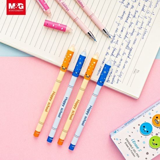 

Pulpen bisa hapus M&G AKPB14S9 Happy School Eraseable Gel Pen 0.5mm Ink Black 12pcs