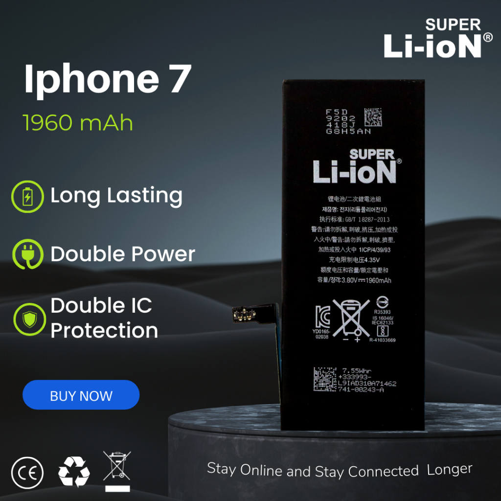 Super Li-ioN Baterai iPhone 7G / 7G PLUS Batre Double Power