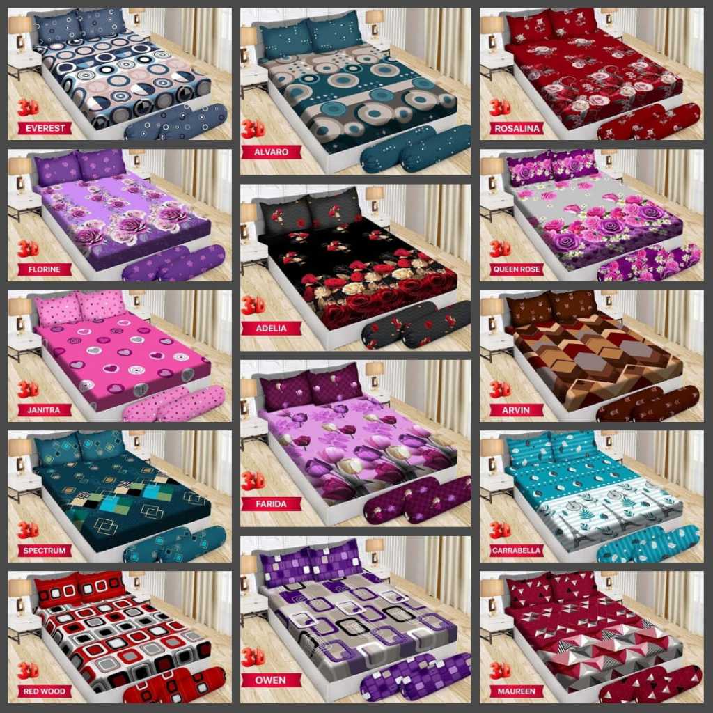 Sprei Bonita 3D Queen 160x200 No.2 Tinggi 20 Cm Motif Kembang Dewasa Karakter Anak Minimalis