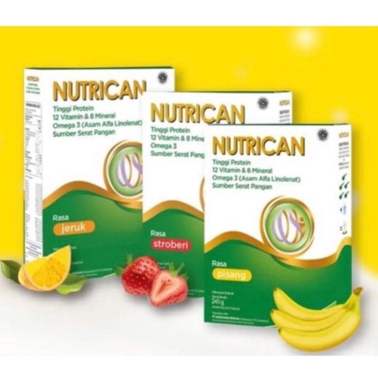 

ART W34Q Nutrican 245 gram Nutrisi Tinggi Energi dan Protein Tersedia 3 varian rasa jeruk strawberry dan pisang
