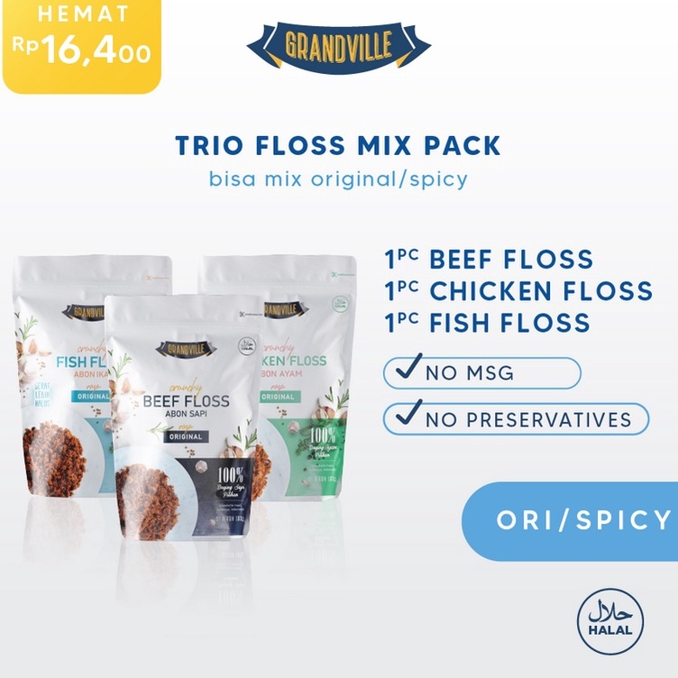 

ART A34Y Grandville Abon Sapi Ayam Ikan Crunchy Trio Mix Pack