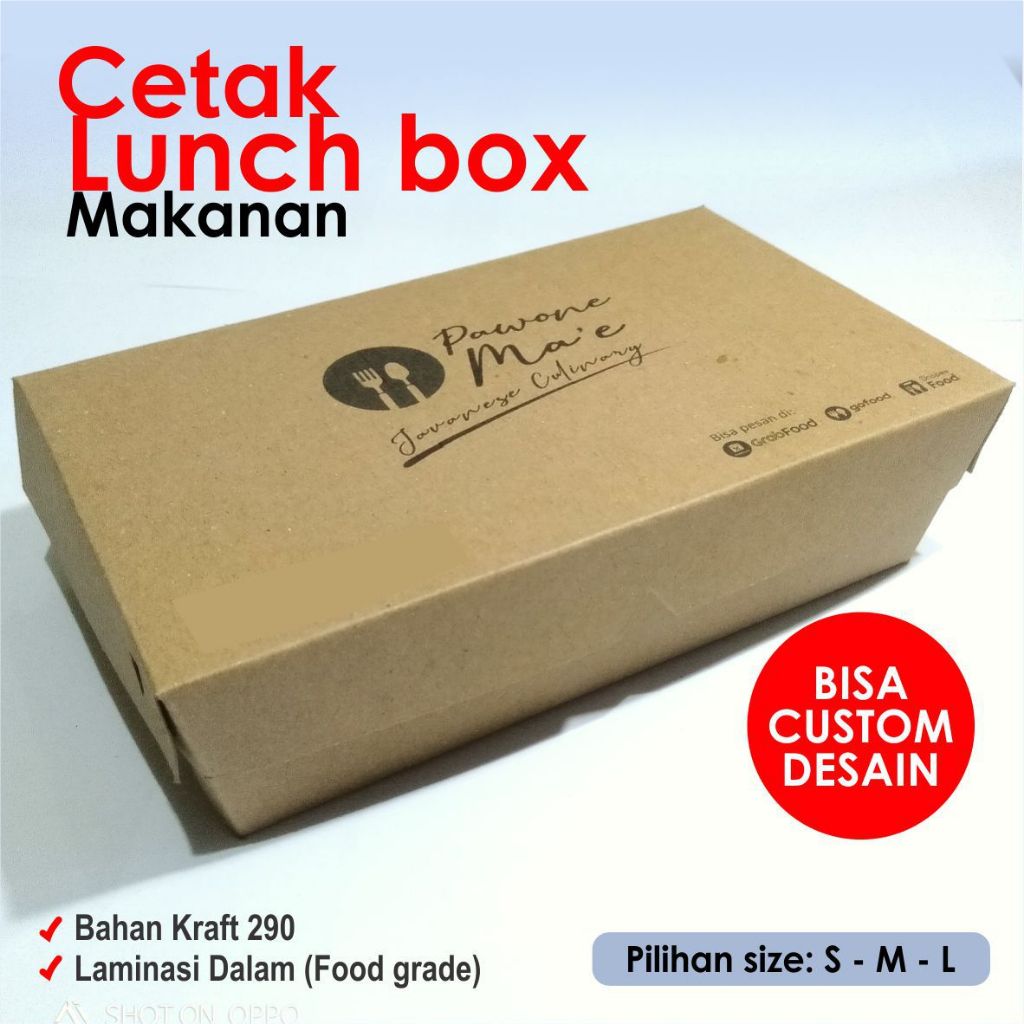 

CUSTOM LUNCH BOX MAKANAN BAHAN CRAFT CETAK HITAM