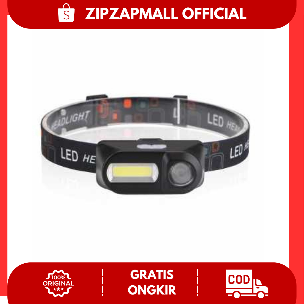 Headlamp Flashlight Headlight LED 3 Modes COB / Senter Kepala LED Super Terang dengan Sensor Gerak O