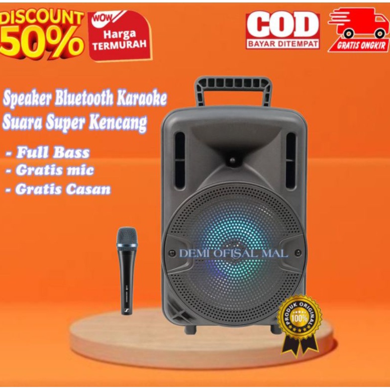 Penjualan Terbanyak TERMURAH Speaker Bluetooth Karaoke Extra Bass Free Mic Ukuran BesarSalon Sepeker