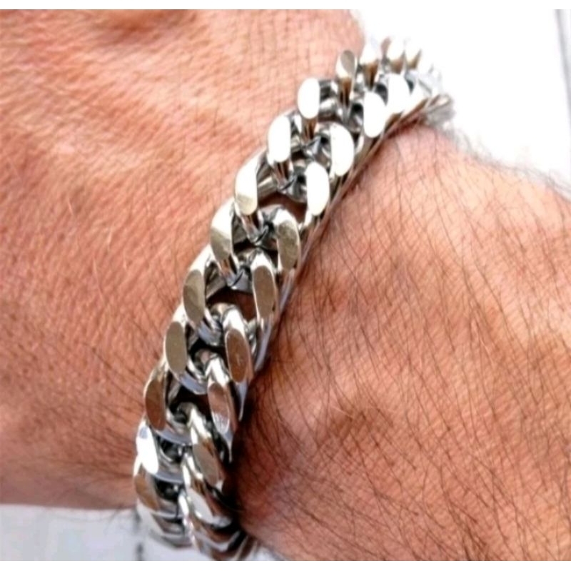 gelang tangan titanium model rantai jumbo pria anti karat