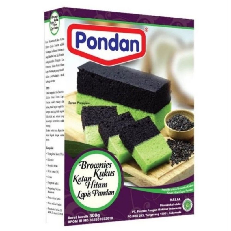 

PONDAN Tepung Premix Brownies Kukus Ketan Hitam Lapis Pandan 400gr