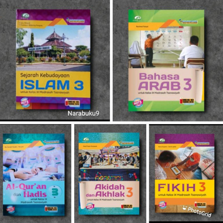 

Kemasan Baru Bahasa Arab Fikih SKI Al Quran dan hadis Akidah Akhlak kelas 9 SMP Revisi HOTS KMA Aqila YAR