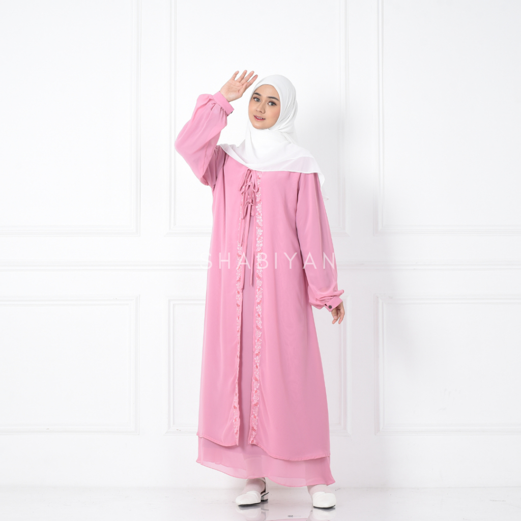 SHABIYAN Gamis Ceruty Bordir | Eira 509-Pink