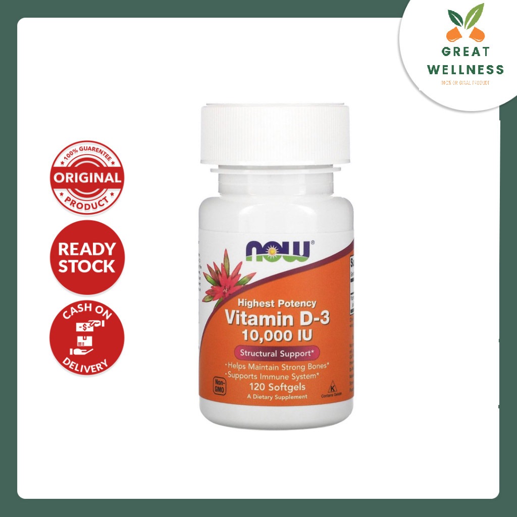 (BISA COD) Now Vit D3 10000 IU 120 Softgels Vit Tulang & Daya Tahan Now D3 10000