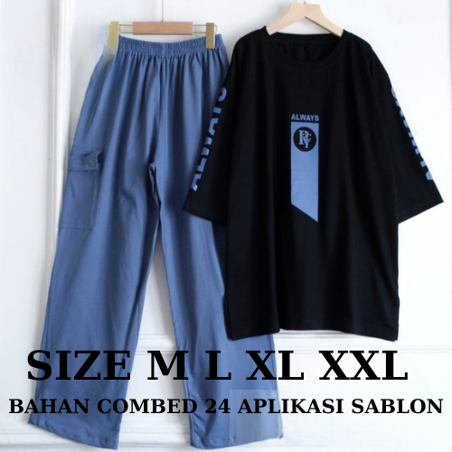 One Set Cargo Afrinn Set BO Size M L XL XXL XXXL LD 100-130 CM Bahan Kaos Katun Combed 24S Aplikasi 