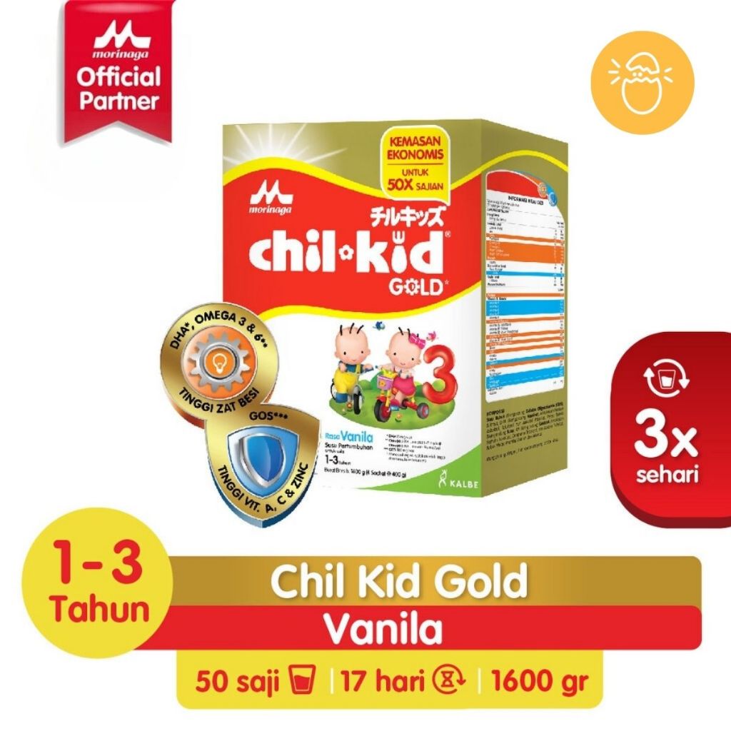 

MORINAGA Chil Kid Gold Madu/Vanilla 1600g Susu Formula Pertumbuhan Anak 1-3 Tahun