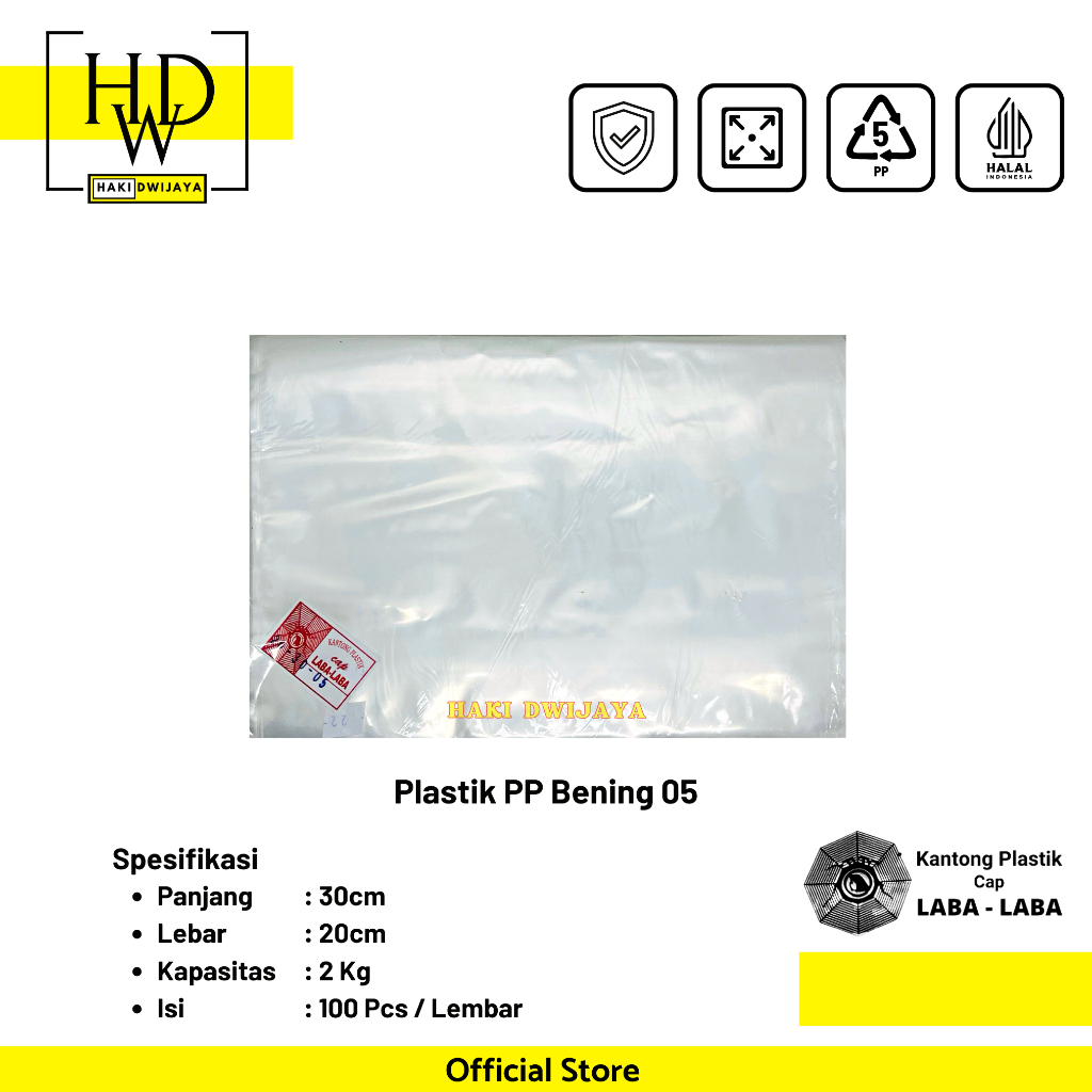 Kantong Plastik Bening PP 20x30cm 2kg Tebal 0,5 - Laba Laba