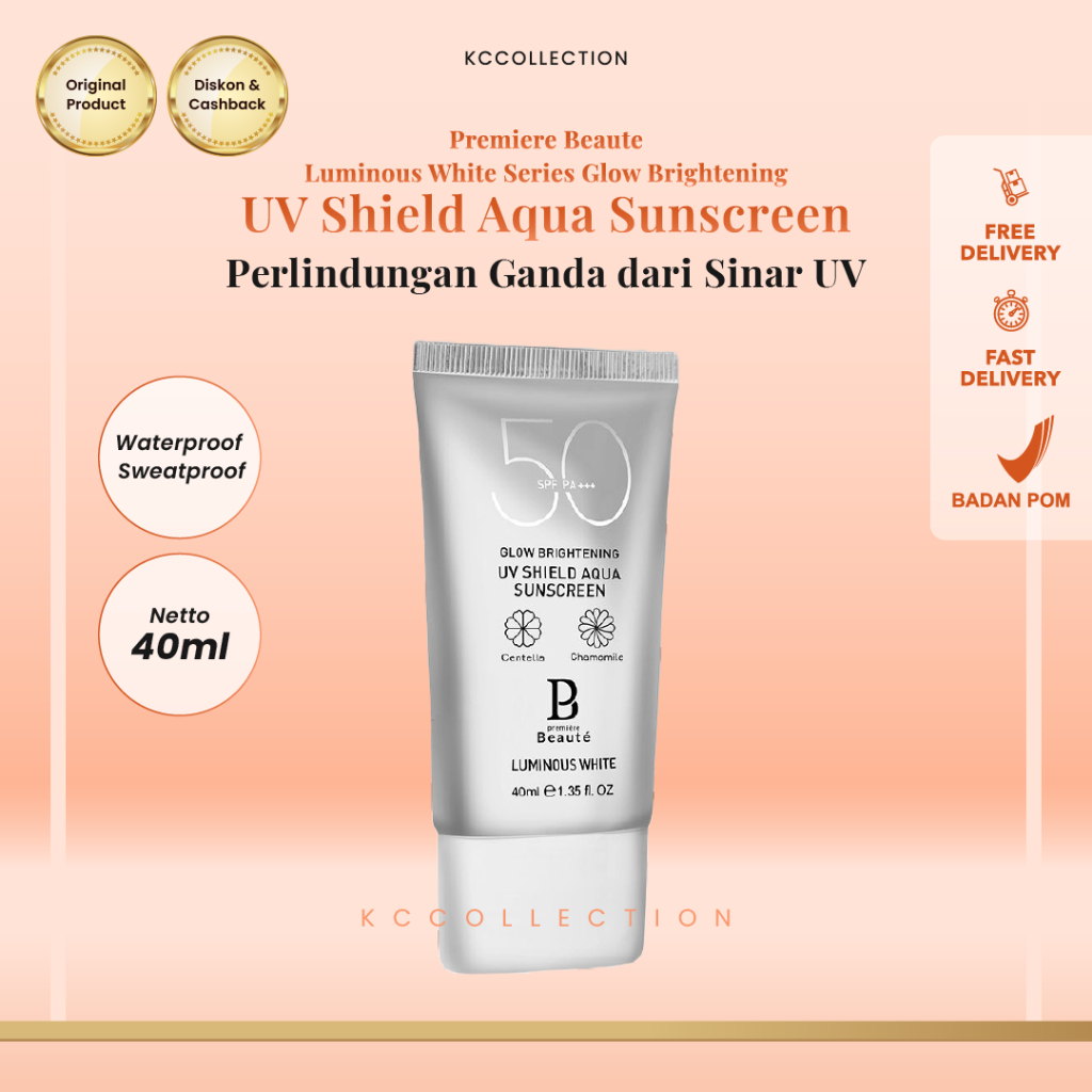 Premiere Beaute Luminous White Series Brightening UV Shield Aqua Sunscreen Perlindungan Ganda dari S