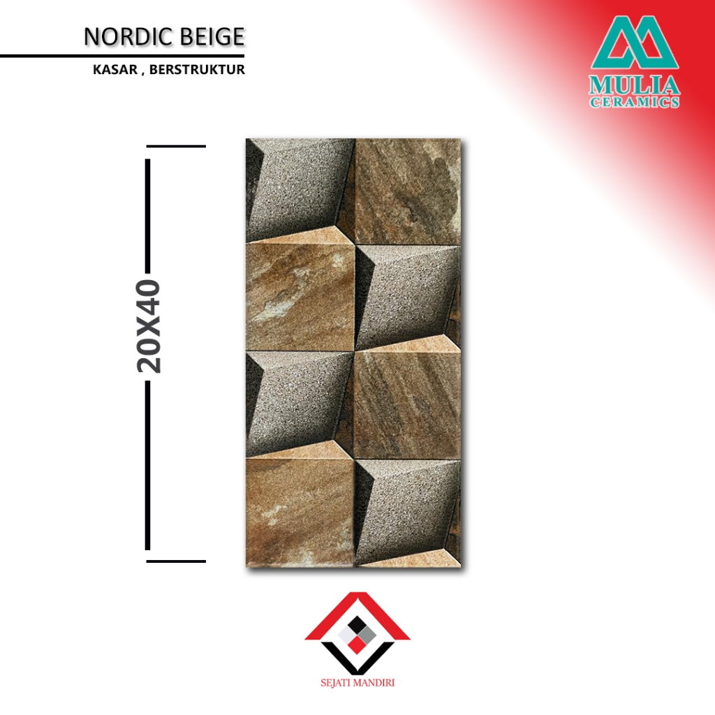 keramik 20x40 - motif batu alam - mulia nordic grey