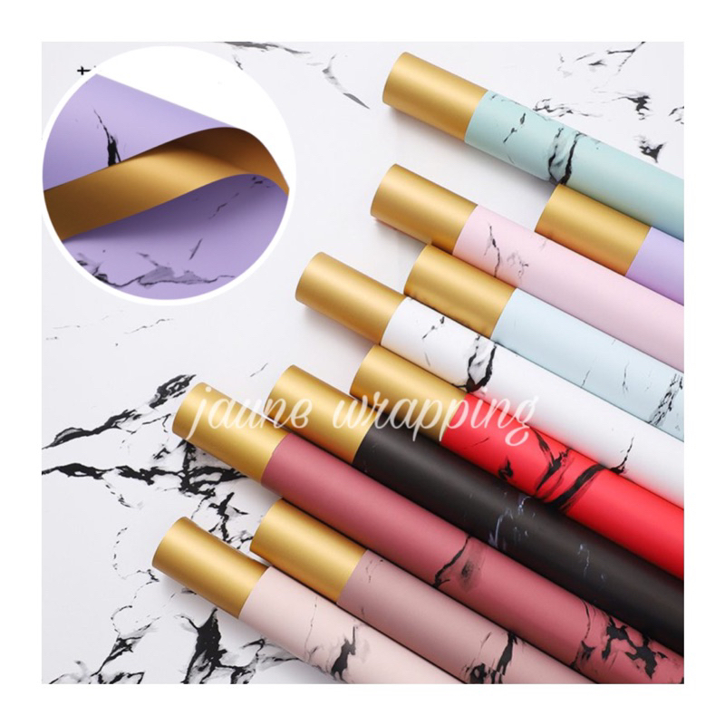 

[1PAK/20LEMBAR] JDZ Kertas Buket Bunga Marbel Gold / Flower Wrapping Paper Cellophane