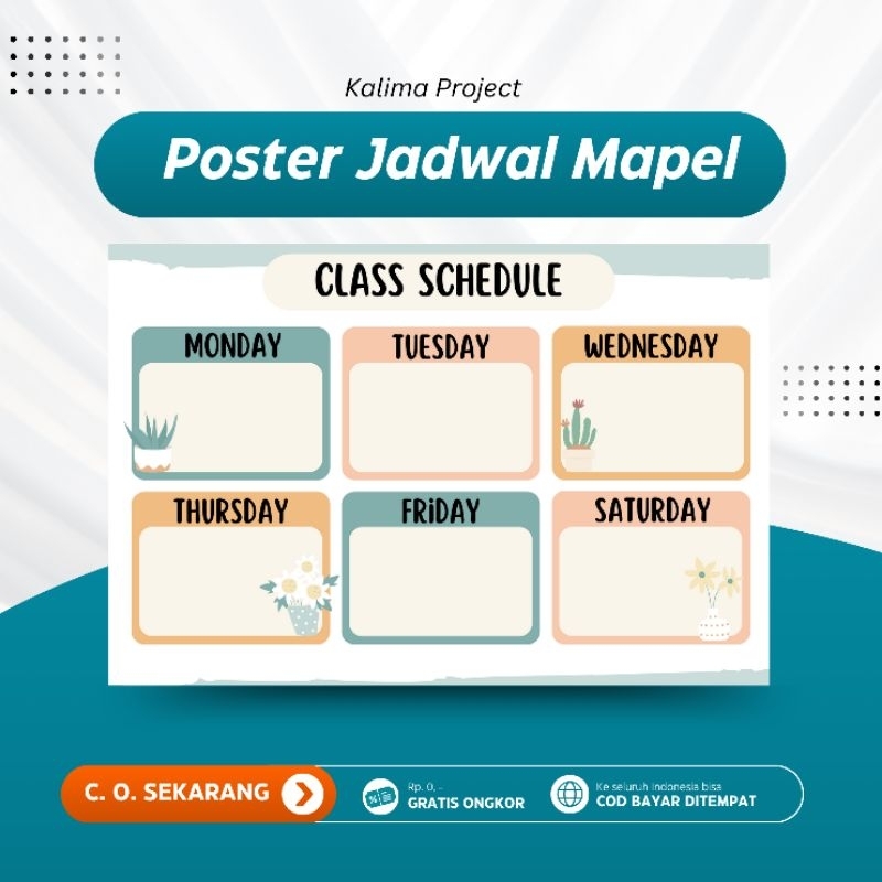 

006 Poster Jadwal Pelajaran Sekolah Poster Jadwal Mapel Kelas