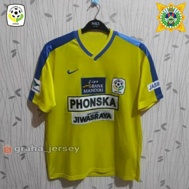 Jersey PETROKIMIA PUTRA Home 2001 - 2002 JUARA Bank Mandiri PRINTING dan BORDIR Retro Lokal