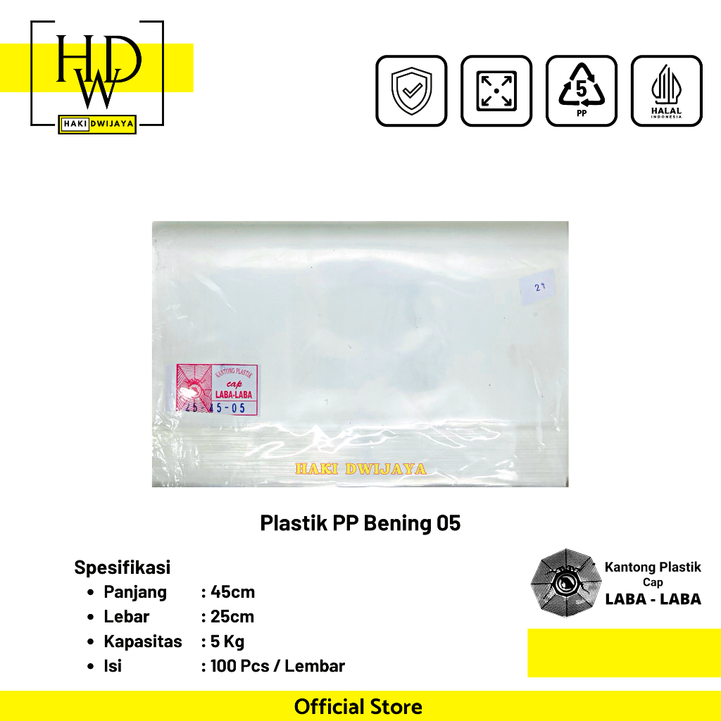 Kantong Plastik Bening PP 25x45cm 5kg Tebal 0,5 - Laba Laba