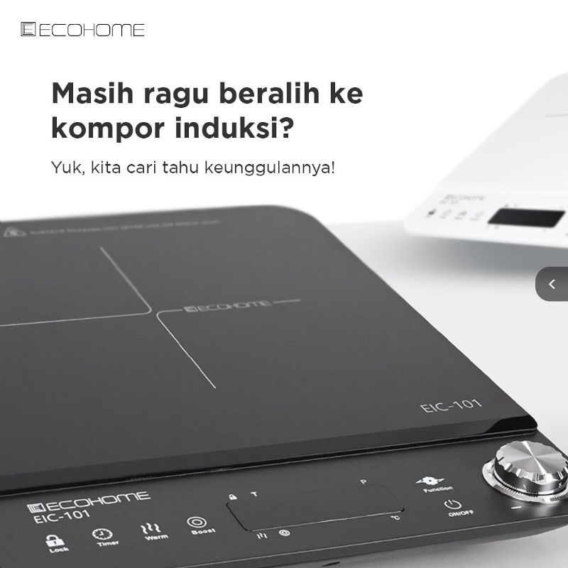 ORIGINAL ECOHOME Kompor Induksi Kompor 1 Tungku Kompor Kaca Induction Cooker Kompor Listrik