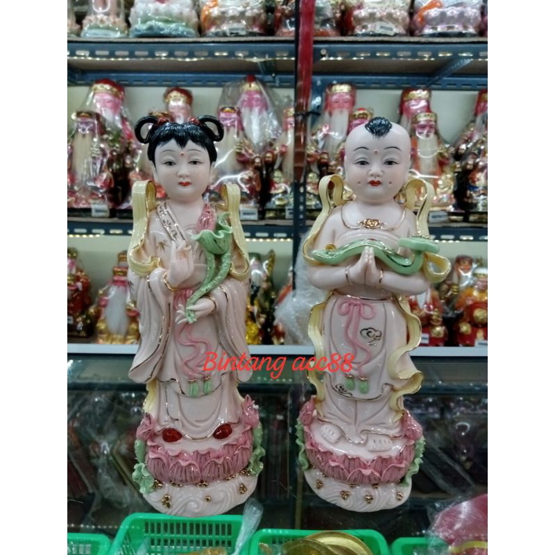 patung pengawal dewi kwan im/kwan in/ gian yin- keramik- taiwan -8inch