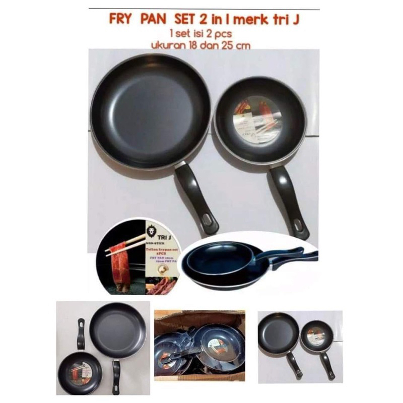 Frypan Set Hitam - Fry Pan Set 2 In 1 Tri J - Teflon Wajan Anti Lengket