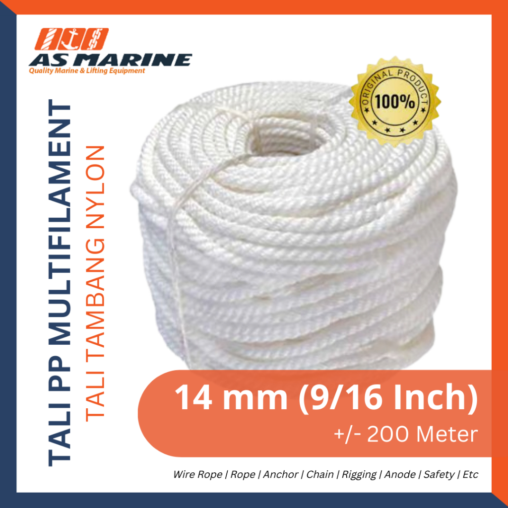 Tali Tambang Nylon / Tali Plastik PP Multifilament 14 mm