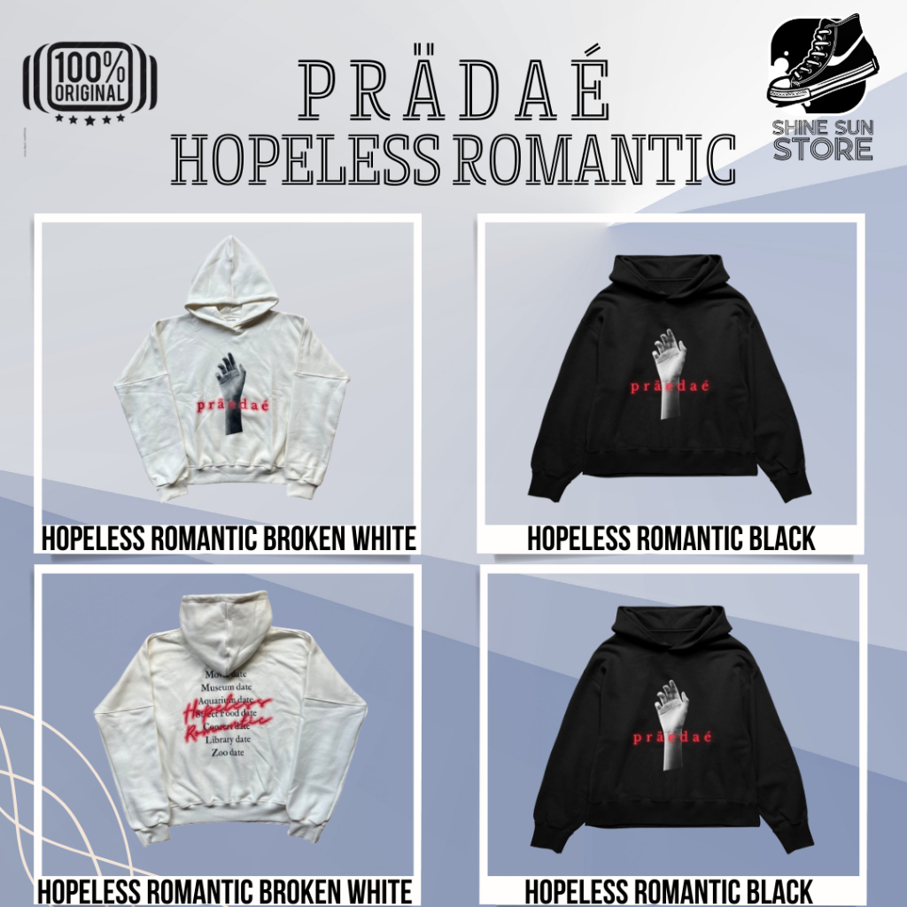 [ORIGINAL] HOODIE PRAEDAE HOPELESS ROMANTIC BROKEN WHITE // BLACK