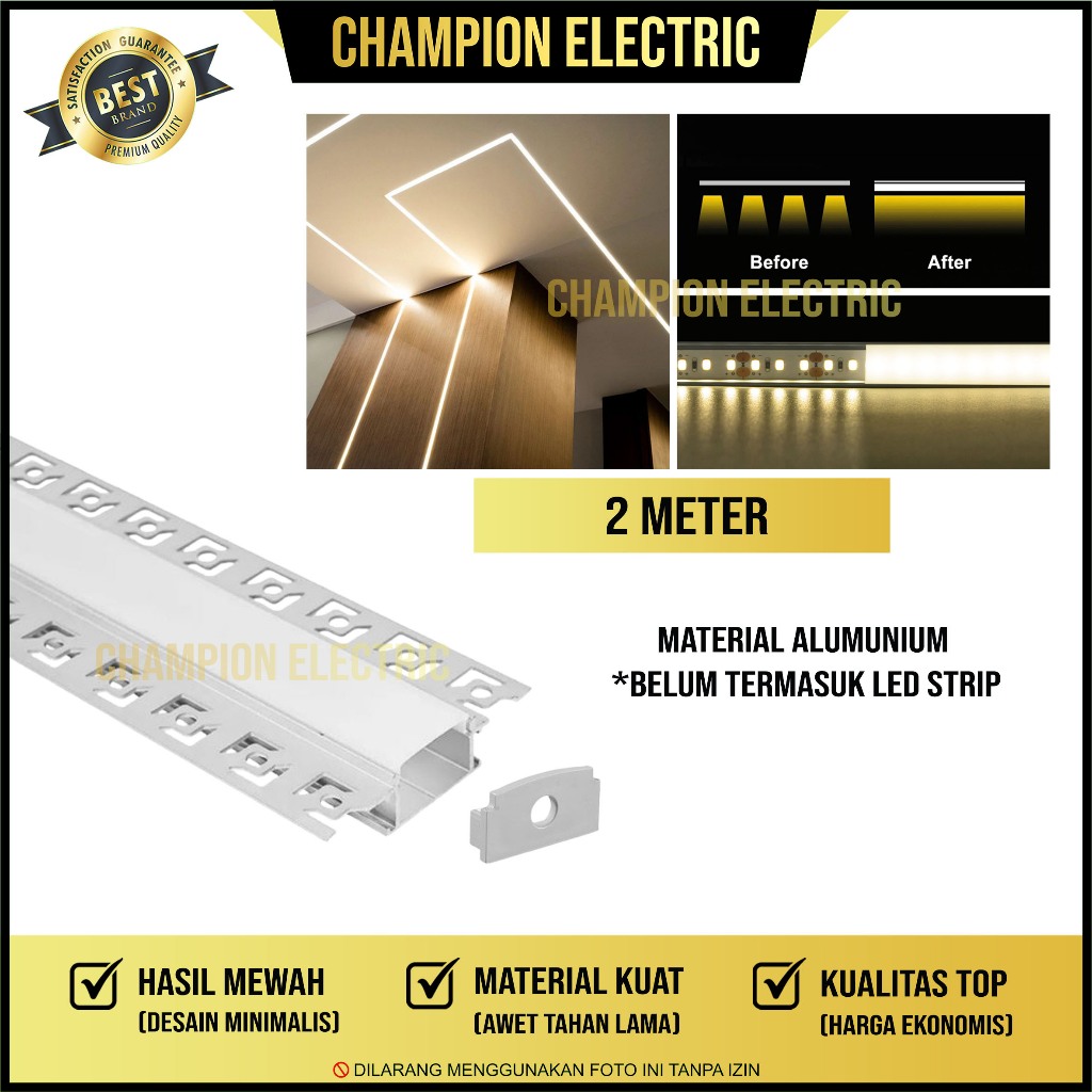 Housing LED Strip Cover Aluminium Linear Plafon 2 Meter 2M 2Meter