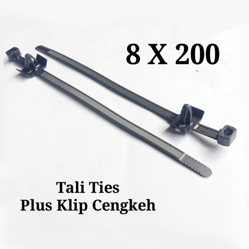 

5 Pcs Tali Ties 8x200 Plus Klip Kancing Rivet Cengkeh Pengikat Kabel Body Motor dan Mobil