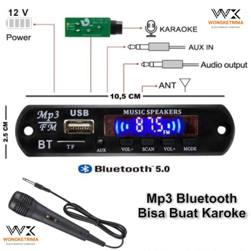 Modul Mp3 Bluetooth Bisa KARAOKE 12V