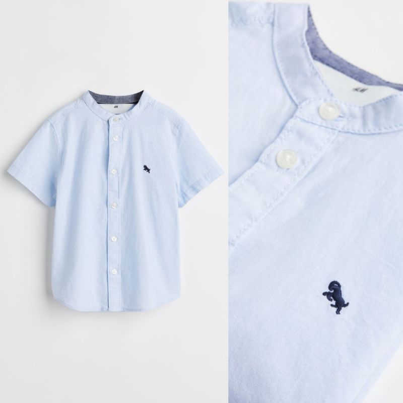 H&M Kemeja Anak Laki-laki Henley Shirt Light Blue