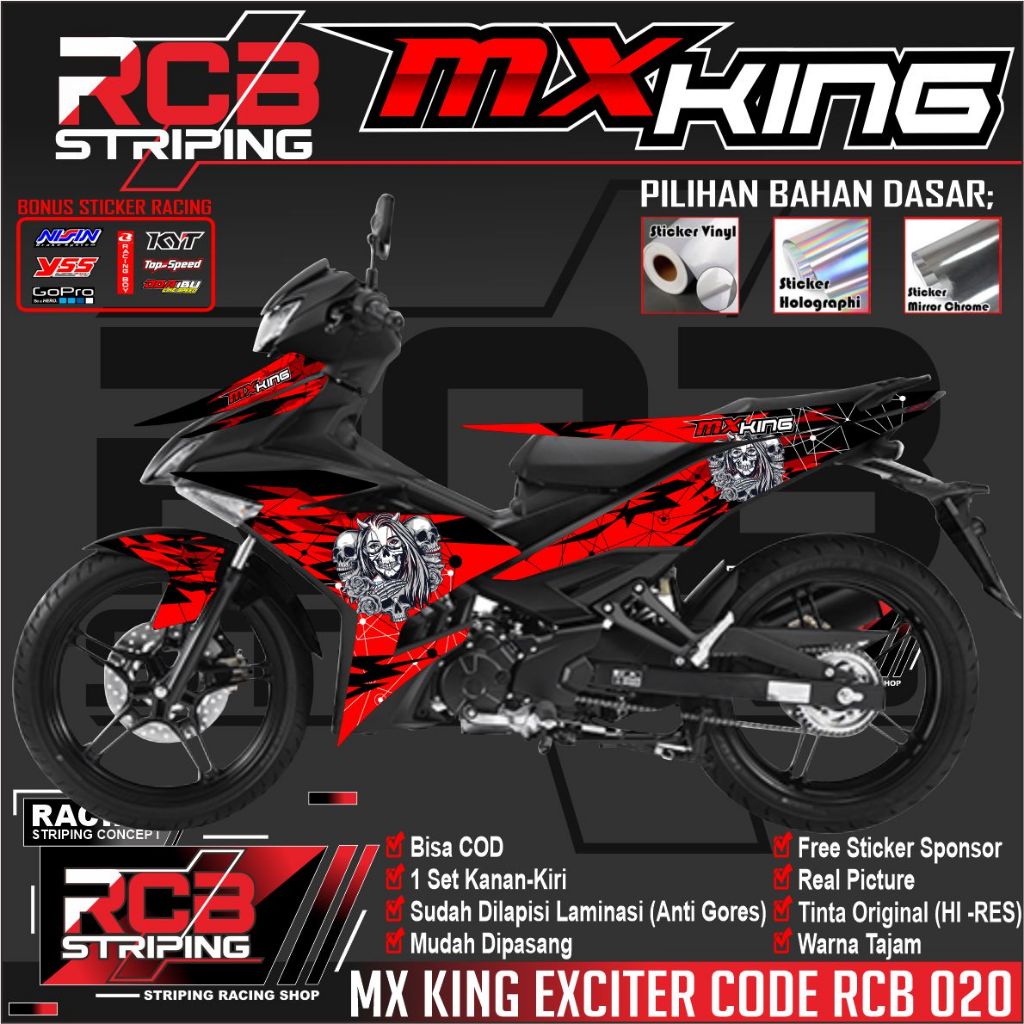 Striping MX KING EXCITER - Stiker MX KING EXCITER List  STICKER MX KING EXCITER MEDUSA RCB 020