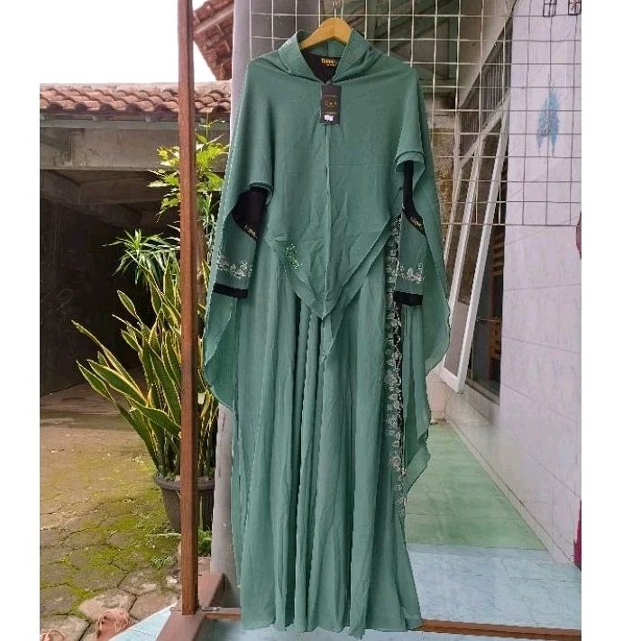 BerMus - Gamis Syari Set Khimar Ceruti bordir premium by Ummi Syari