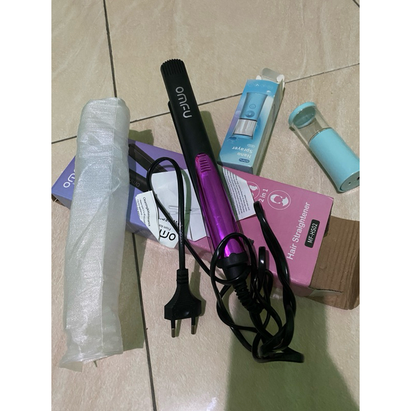 [PRELOVED] Catokan Omfu 2 in 1 Rambut Catokan Mengeriting / Meluruskan Catok Sisir Free Nano Spray