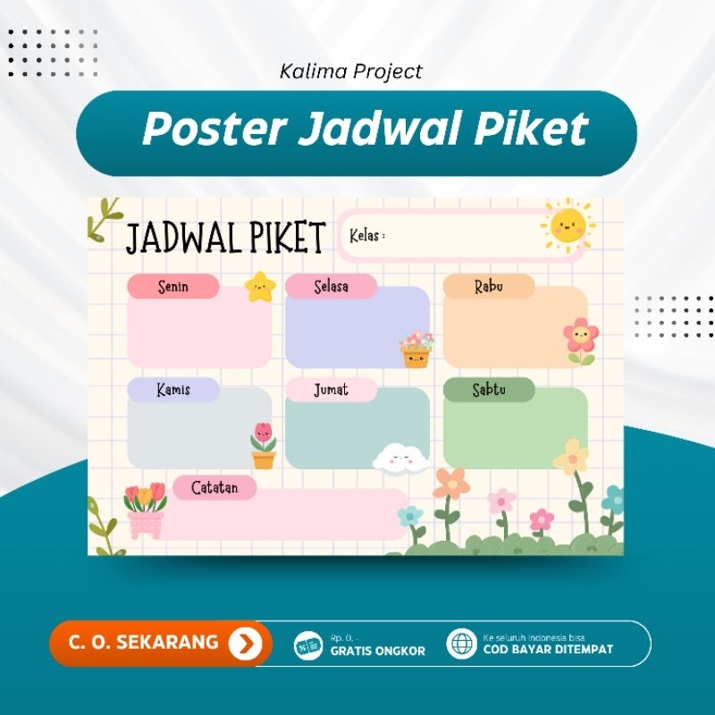 

015 Poster Jadwal Piket Pelajaran Sekolah Poster Jadwal Mapel Kelas