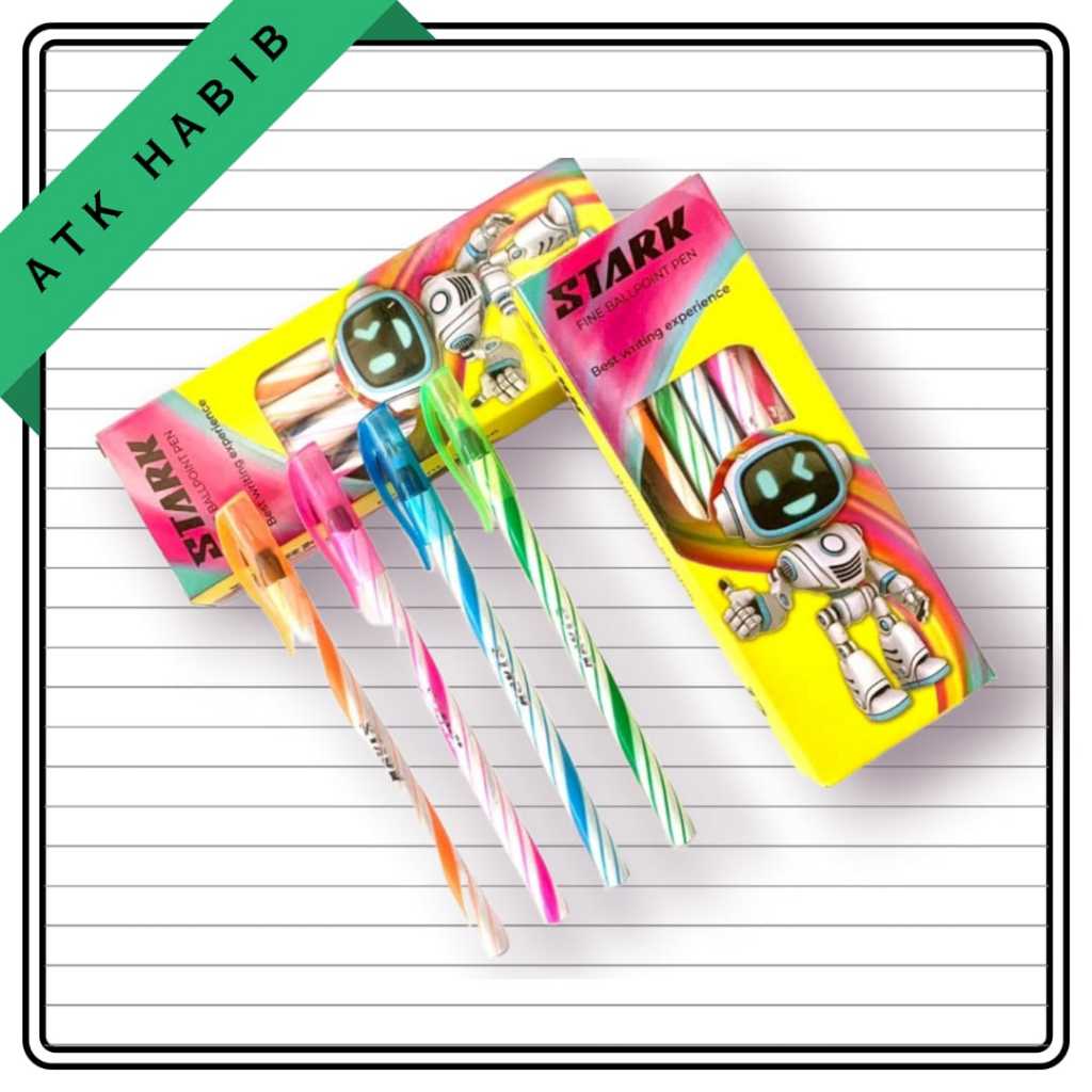 

Pulpen Murah Spiral Lilin Merk Stark 1 Pak 12pcs