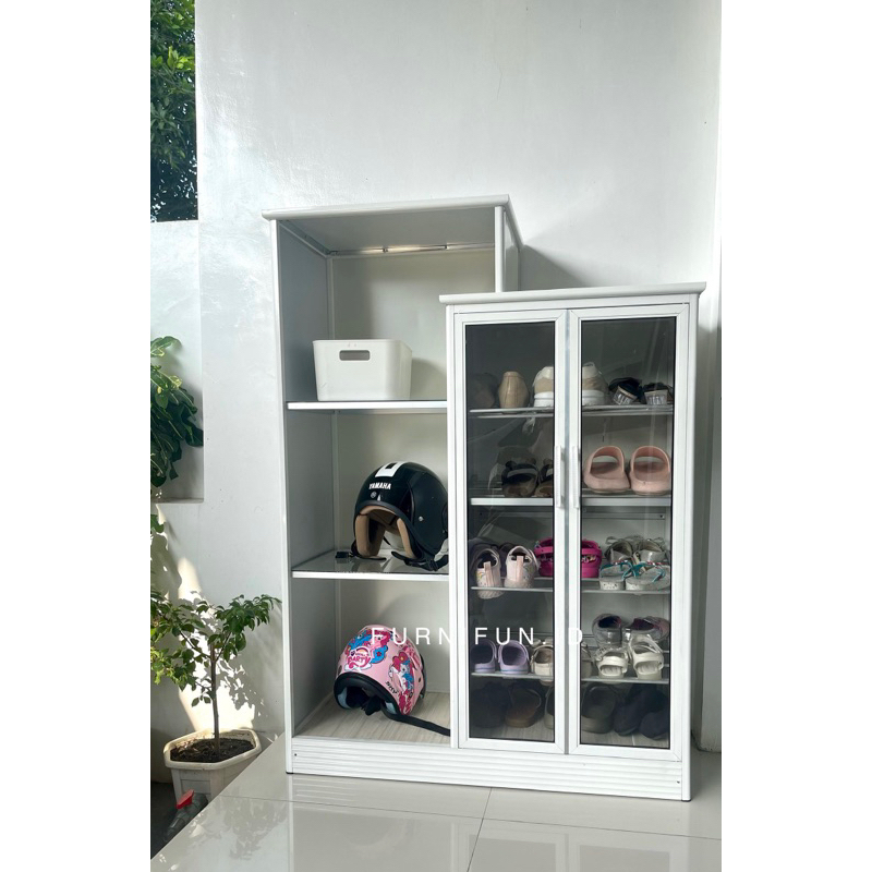 Rak Sepatu dan helm / Lemari sepatu aluminium / Lemari Helm