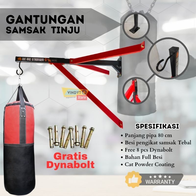 Gantungan Samsak Tinju Boxing 80 cm Gantungan Samsak Dinding Kuat anti penyok