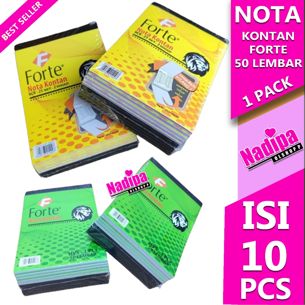 

NOTA KONTAN KECIL 50 LEMBAR 1ply/2ply FORTE, 1 PAK ISI 10 PCS NADIPA OLSHOPP