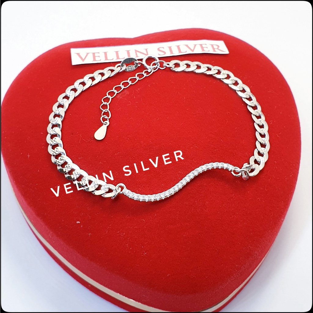 Gelang Perak Wanita 925 Lapis Emas Putih - Gelang Tangan Dewasa Silver 925 Model Sisik Ukir